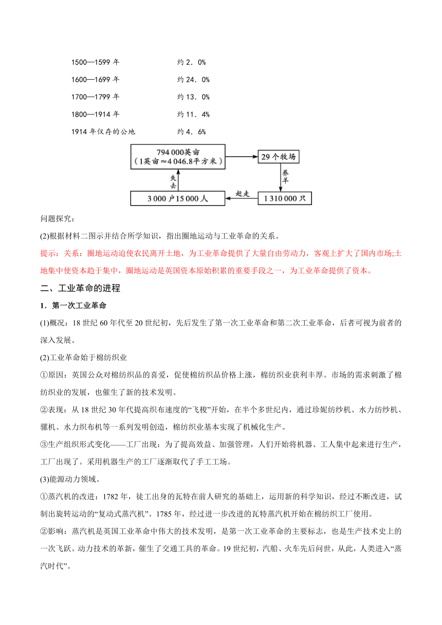 纲要下第10课 影响世界的工业革命 同步学案