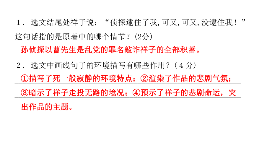 冲刺训练《骆驼祥子》 讲练课件—广东省2021届中考语文分类复习（13张ppt）