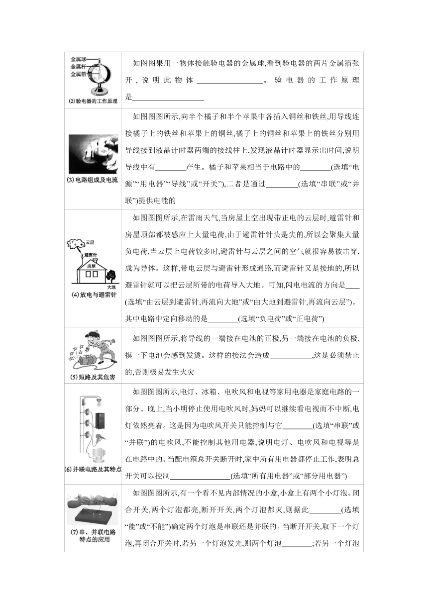 教科版物理九年级上册课课练：第3章　认识电路  章末复习（有答案）