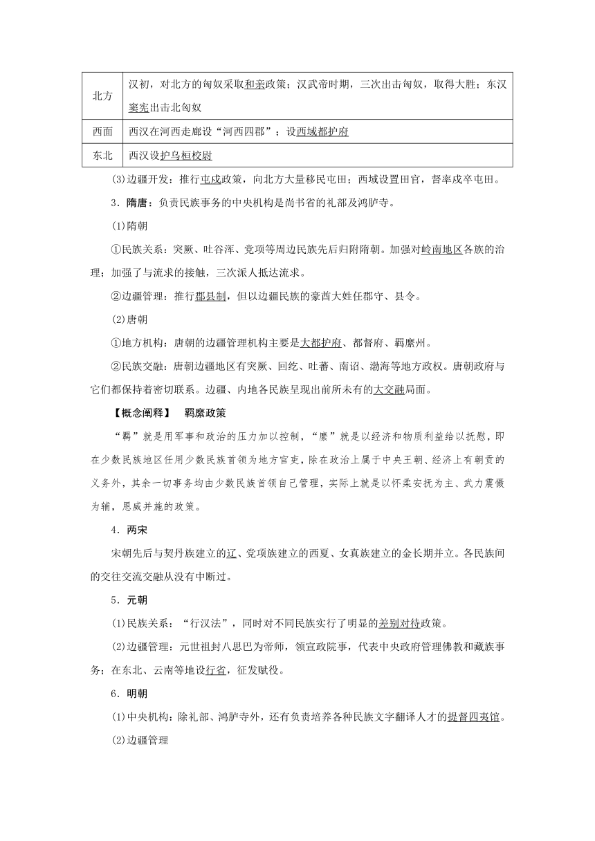 第34讲中国古代和当代的民族关系与国家关系 导学案（含答案）---2025届高三历史统编版选择性必修1一轮复习