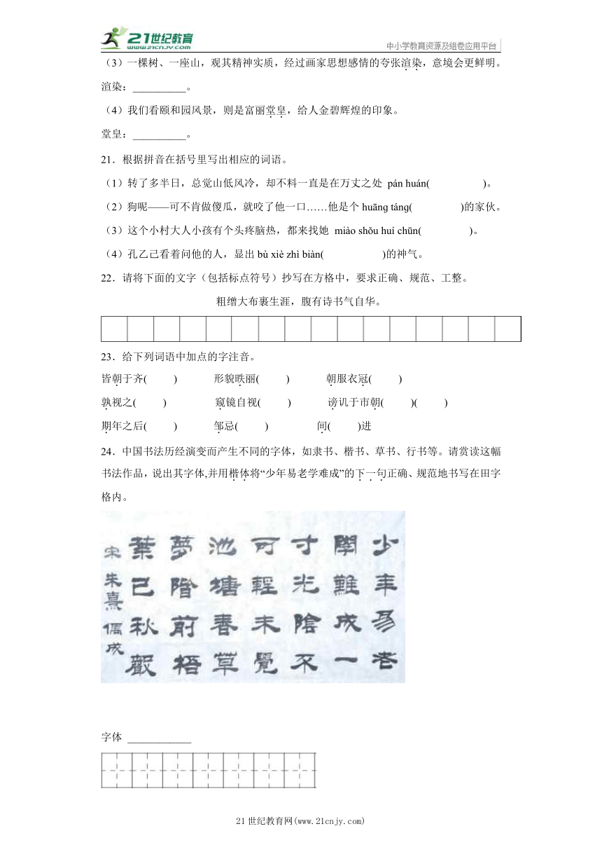 2023年中考语文专题训练 字词 （九年级下册）（含解析）