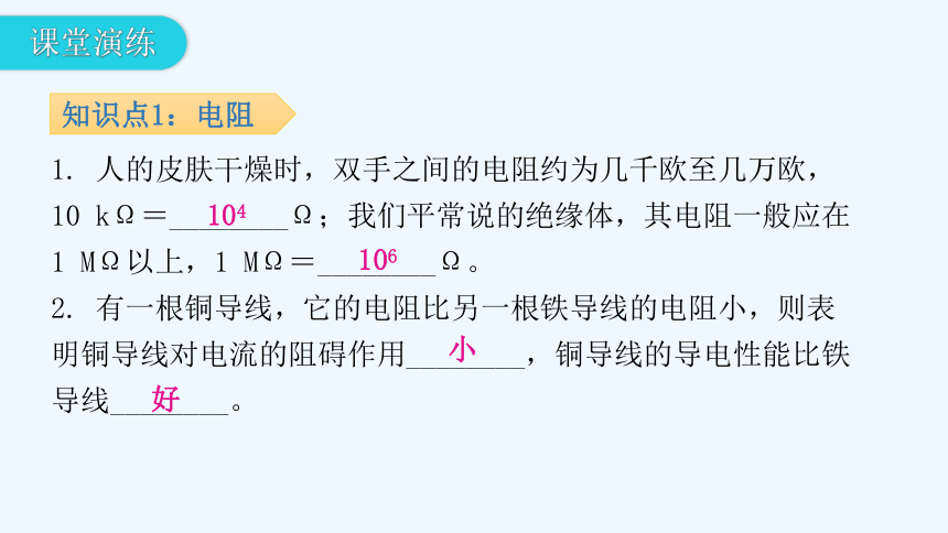 沪粤版九年级上册物理 14.1  怎样认识电阻  第1课时认识电阻 习题课件(共28张PPT)