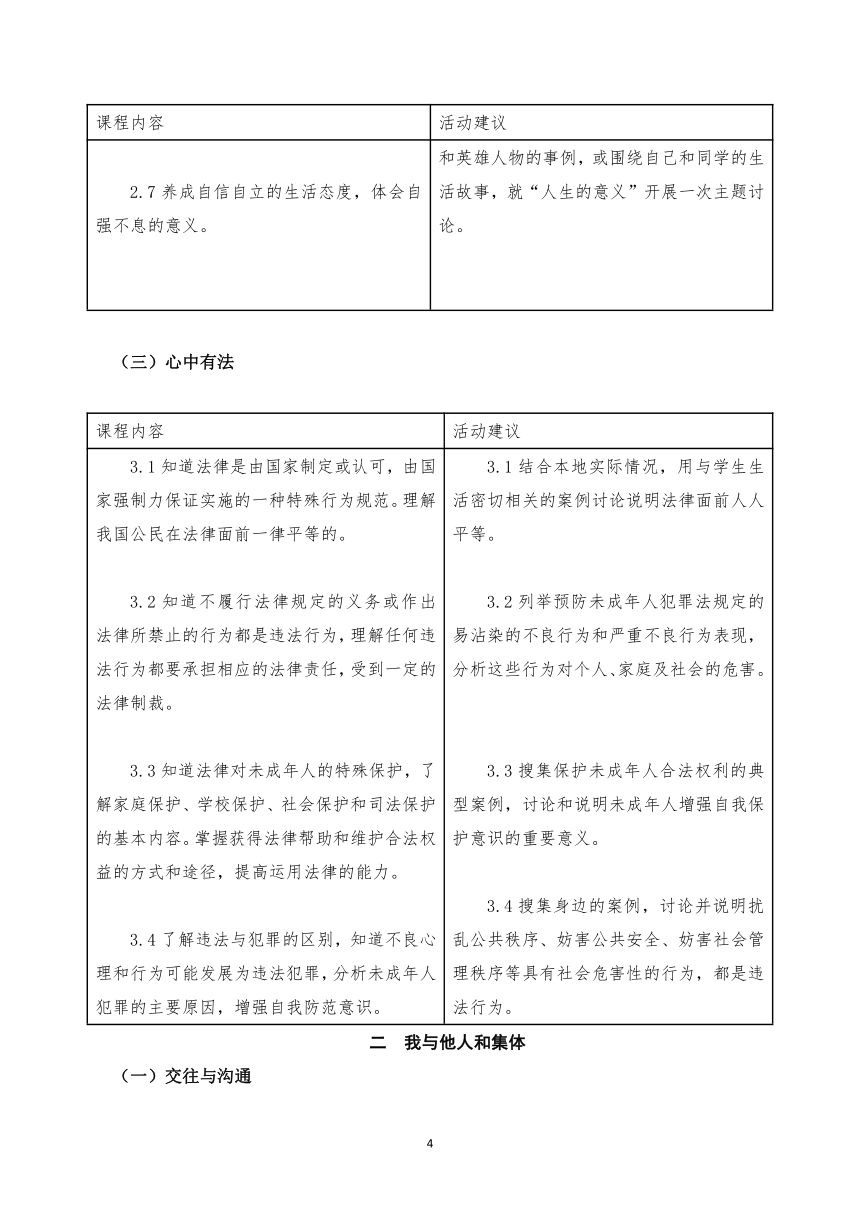 初中道德与法治课程标准核心内容