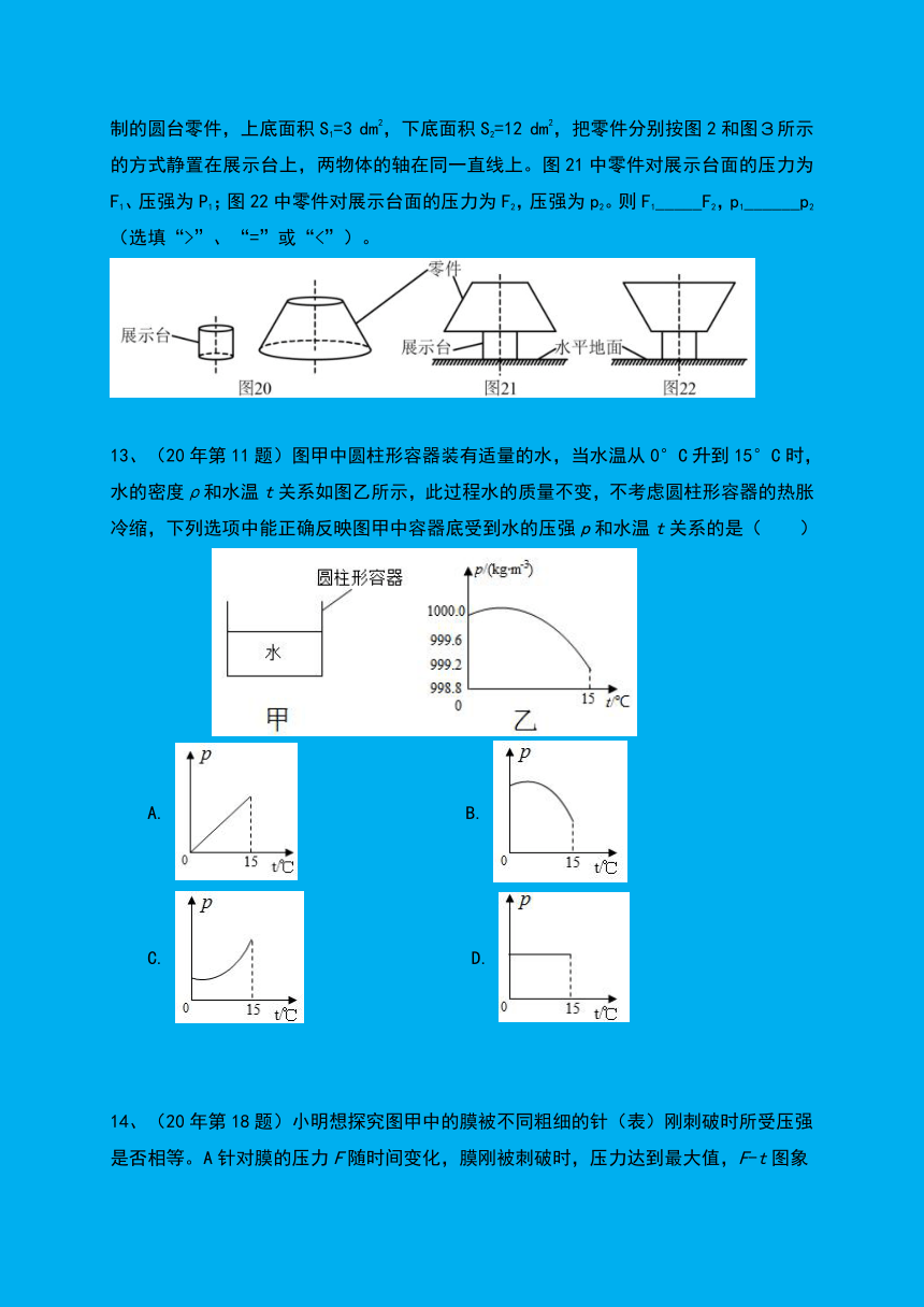 （六）压强 （考点分析＋近六年真题＋模拟强化演练）—2021广州中考物理一轮复习讲义（有答案）