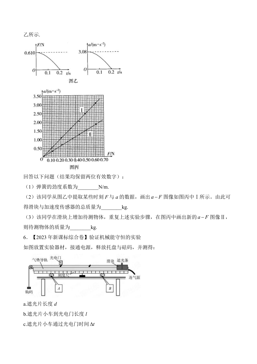 考点十五：力学实验——（2020—2023）四年高考物理真题专项汇编（含解析）