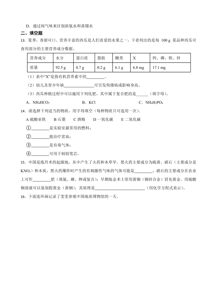 6.2 盐和肥料 同步练习 （含答案）2022-2023学年沪教版（上海）九年级下册化学