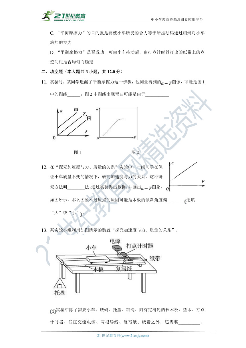 4.2实验：探究加速度与力，质量的关系同步练习-高中物理人教版（新课标）必修一（有解析）