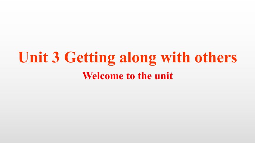 Unit 3 Getting along with others Welcome to the unit课件
