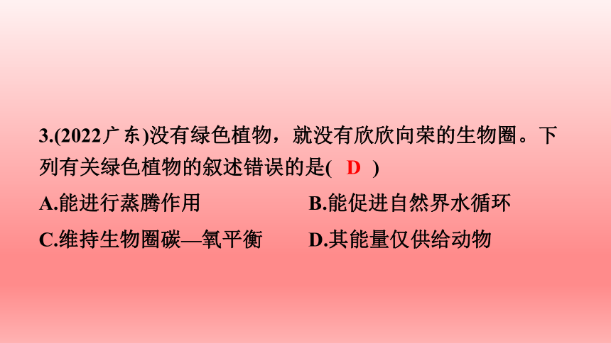 2023年中考生物复习专题课件1(共51张PPT)★绿色植物与生物圈中的碳—氧平衡　爱护植被，绿化祖国