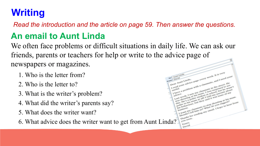 Unit 4 Problems and advice Culture corner & Writing 课件（15张ppt）