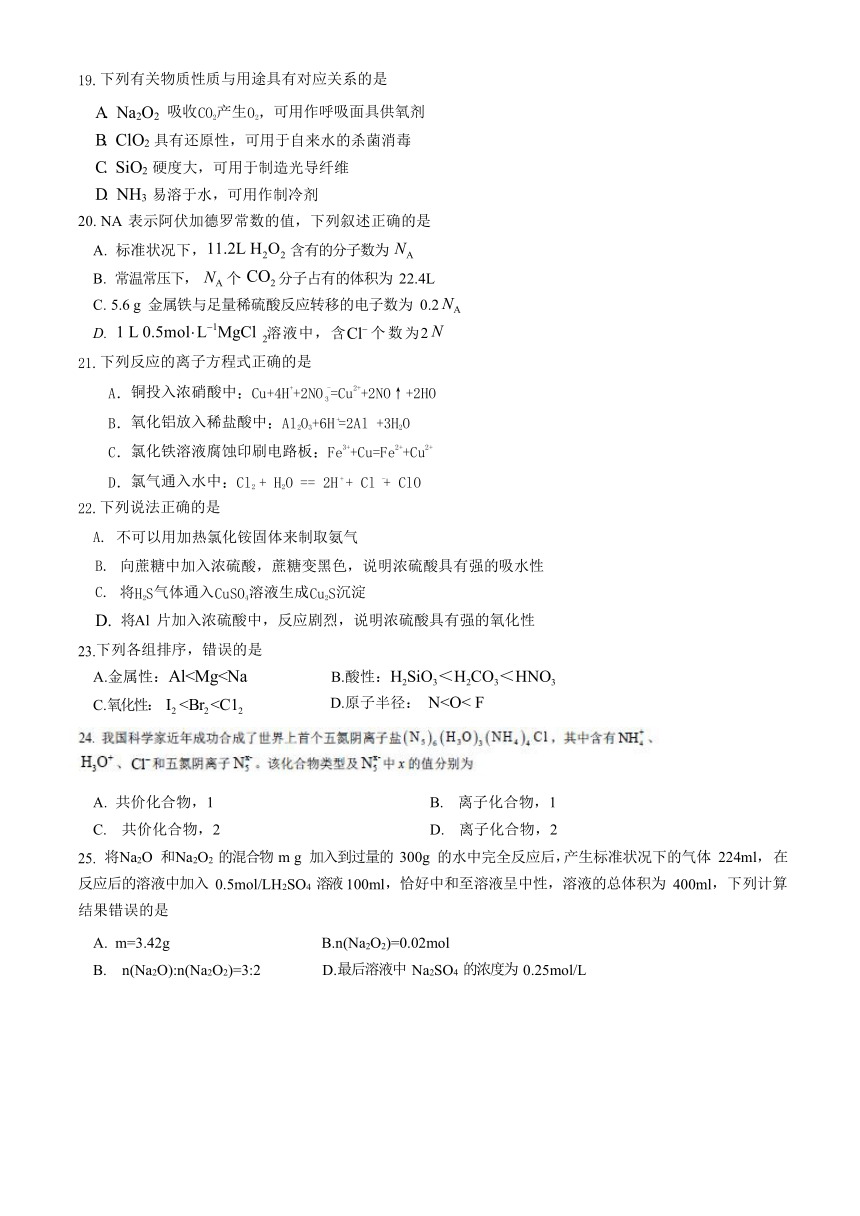 云南省昆明市外国语学校2020-2021学年高一下学期4月月考化学试题 Word版含答案