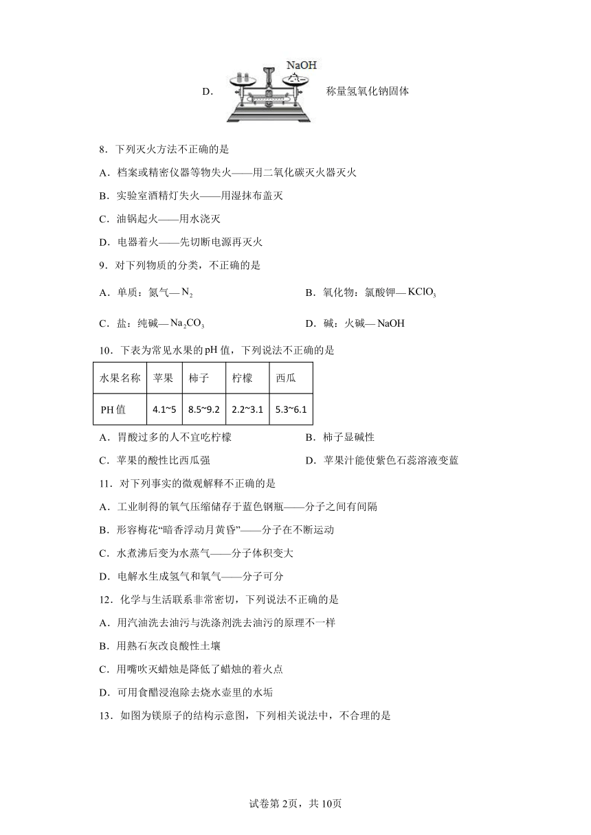 2023年云南省昆明市五华区云南师范大学实验中学初中学业水平学情诊断化学试题（含解析）