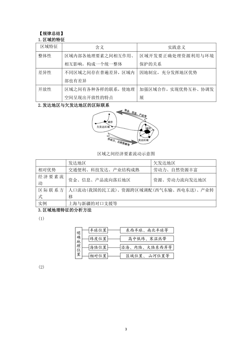 1.1 认识区域 导学案（含答案）