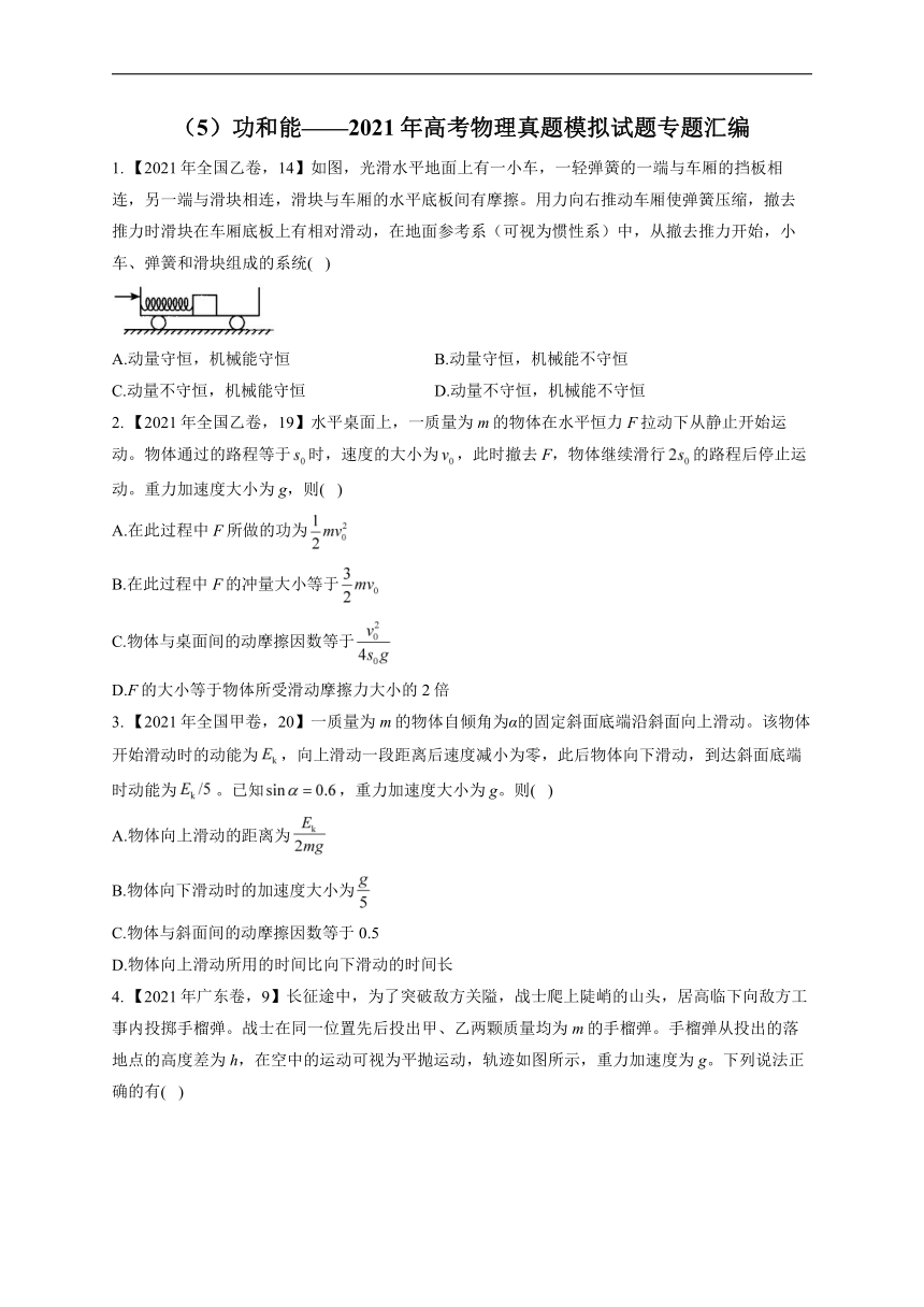 （5）功和能__2021年高考物理真题模拟试题专题汇编（有解析）