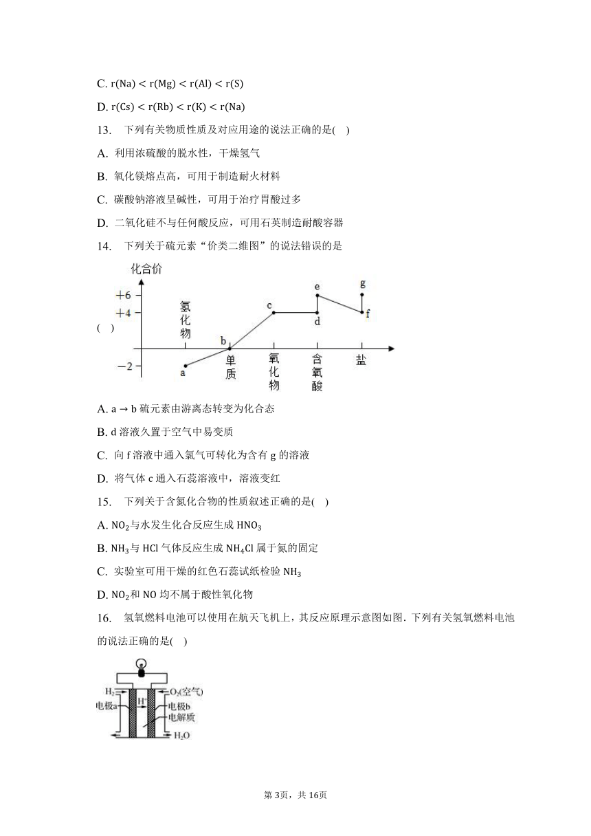 2022-2023学年广东省惠州市部分学校高一（下）期中化学试卷（含解析）