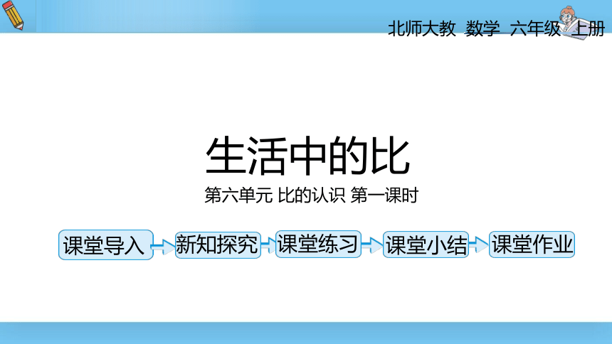 六年级上北师大版第六单元比的认识第一课时生活中的比 课件