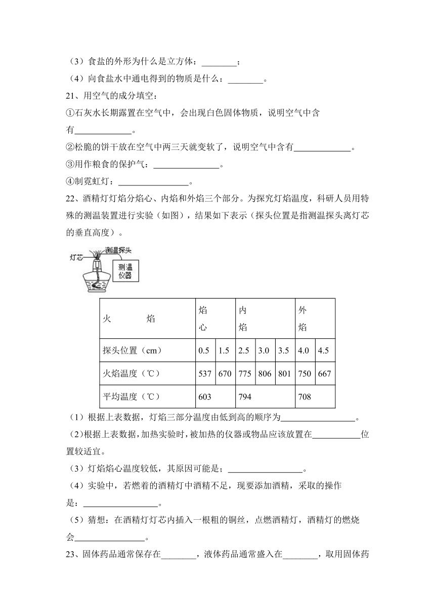 2022—2023学年沪教版（全国）化学九上第1章：开启化学之门习题(word版  有答案)