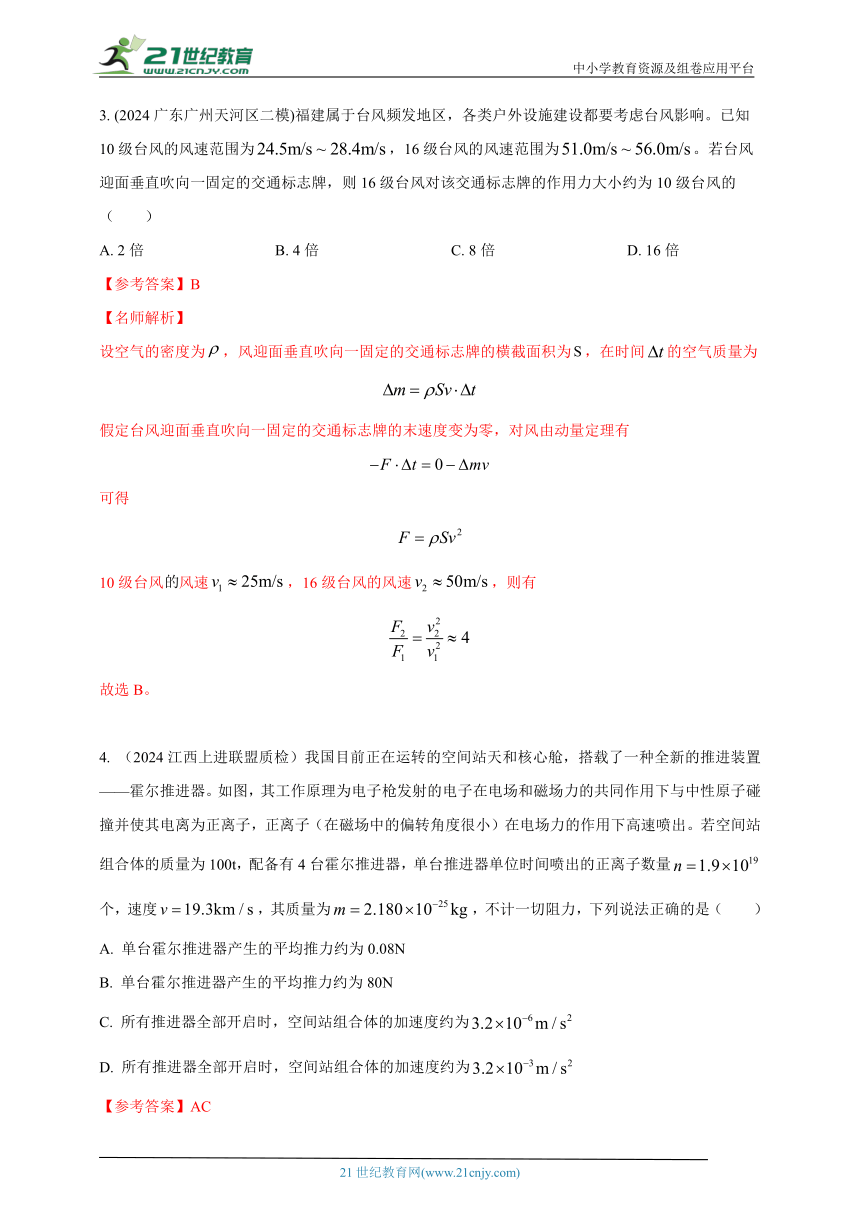 热点18  动量定理+实际情景 --高考物理50热点冲刺精练（名师解析）