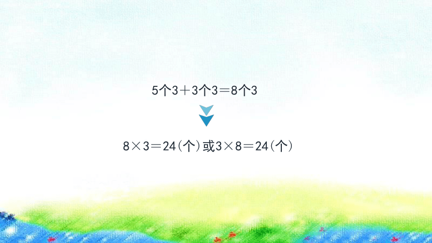 沪教版 二年级上6.2《5个3加3个3等于8个3和5个3减3个3等于2个3》课件（23张PPT)