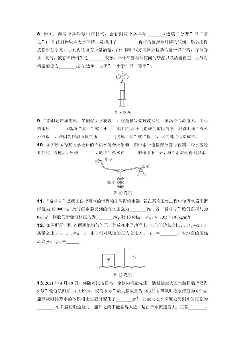 2024辽宁中考物理二轮复习专题专项训练 第4讲 压强 (含答案)