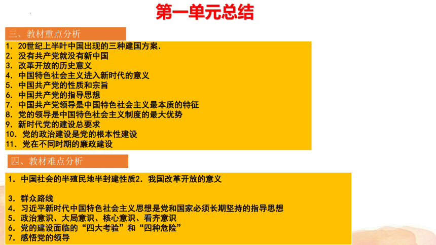 第1单元 中国共产党的领导复习课件-2021-2022学年高中政治统编版必修三政治与法治(共34张PPT)