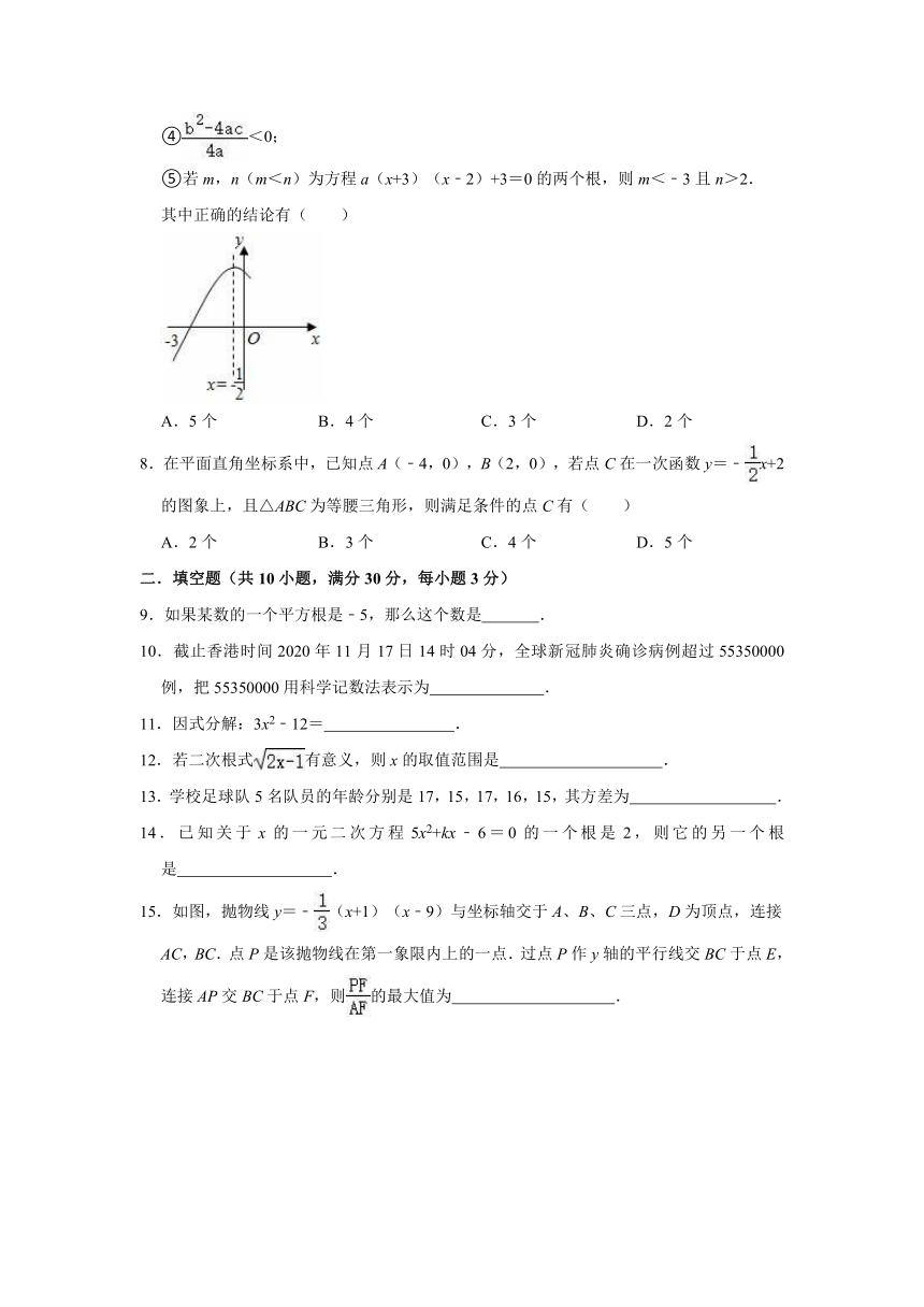 2020-2021学年人教新版中考数学复习练习试题（word版含解析）