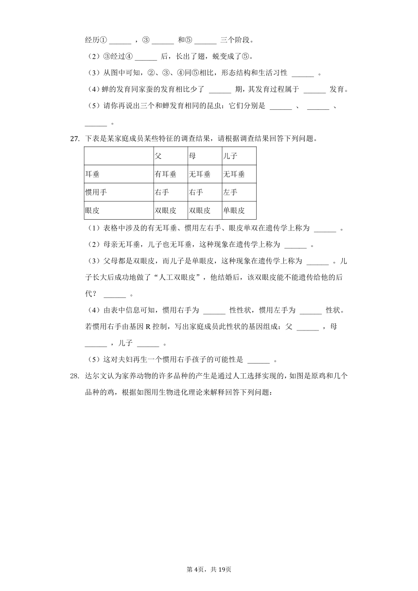 2020-2021学年河北省保定市定州市八年级（下）期中生物试卷（word版 含解析）