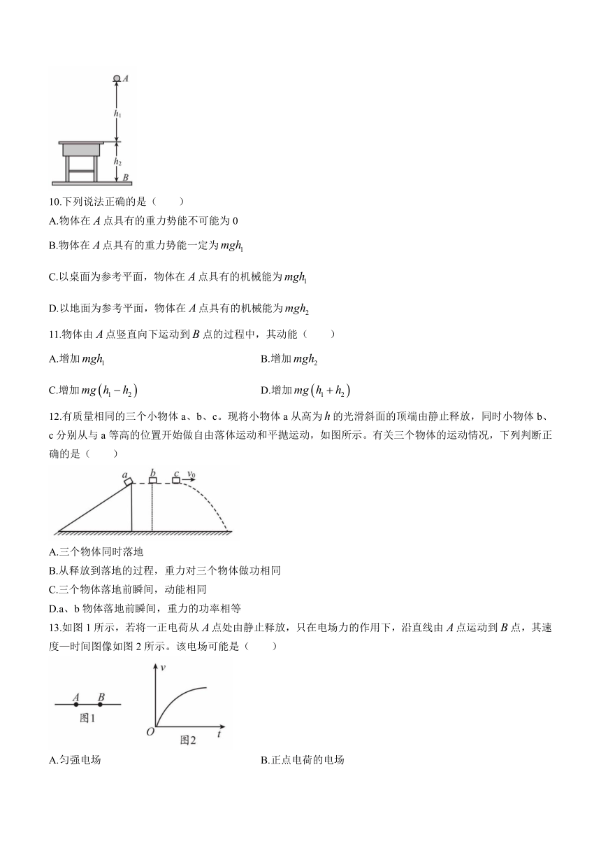 北京市大兴区2022-2023学年高一下学期期末考试物理试题(无答案)