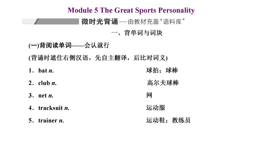 外研版 必修五 Module 5 The Great Sports Personality一轮复习课件（54张PPT）