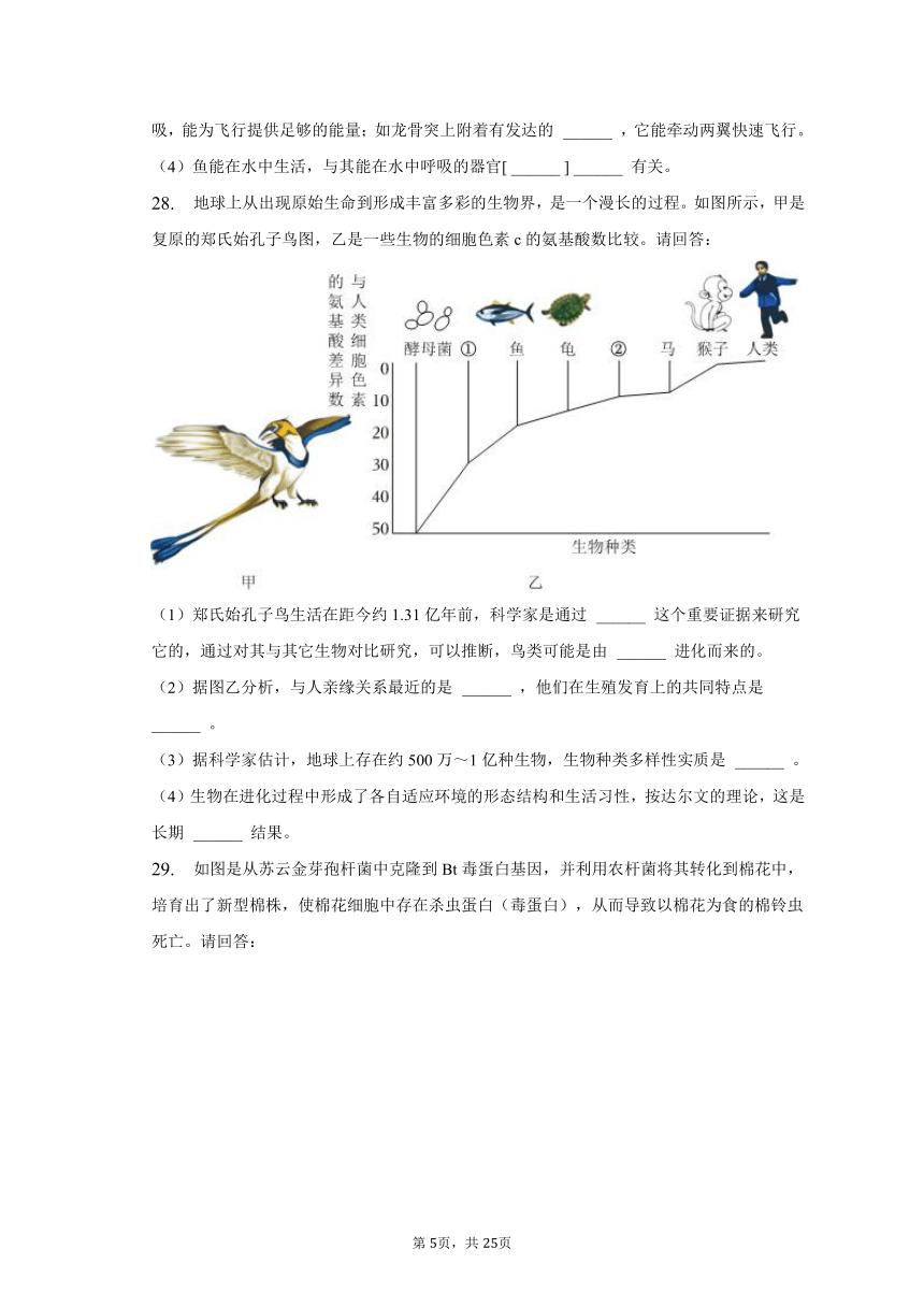 2022-2023学年福建省福州市九校联考八年级（下）期中生物试卷（含解析）