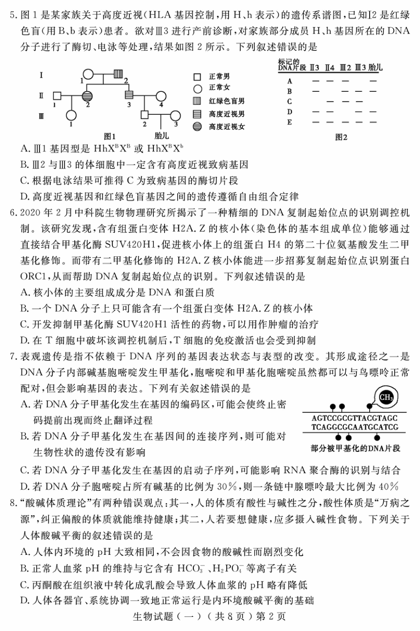 山东省聊城市2021届高考下学期3月一模生物试题（PDF版）