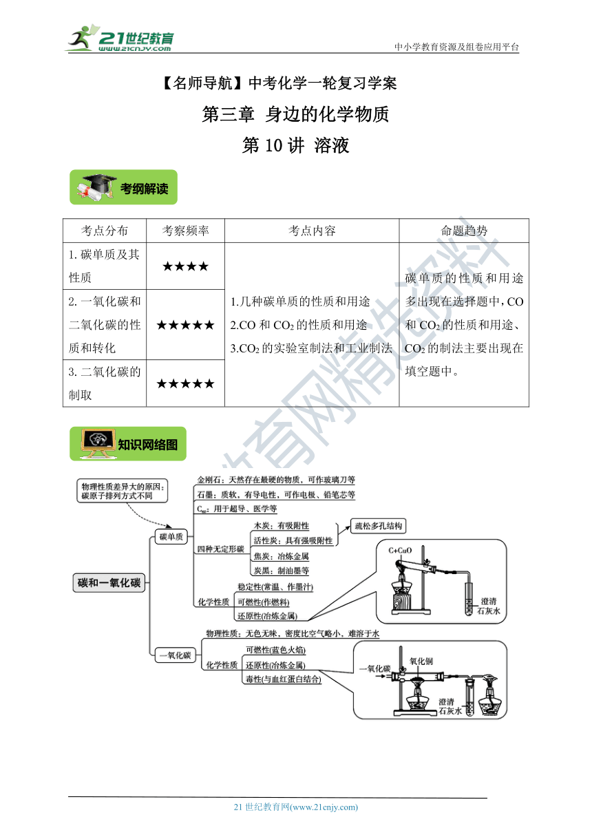 【名师导航】中考化学一轮复习学案： 第三章 我们周围的物质 第11讲碳及其碳的化合物