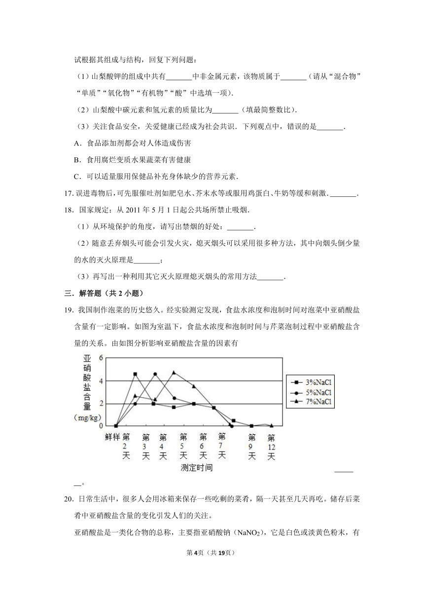 第十单元第三节远离有毒物质-2021-2022学年九年级化学鲁教版下册（word版 含解析）