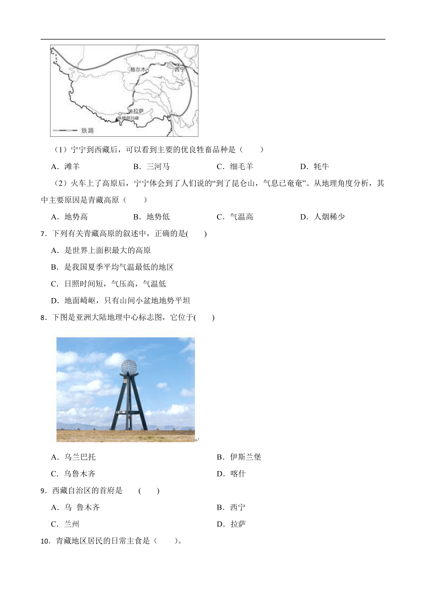 5.4青藏地区 同步练习