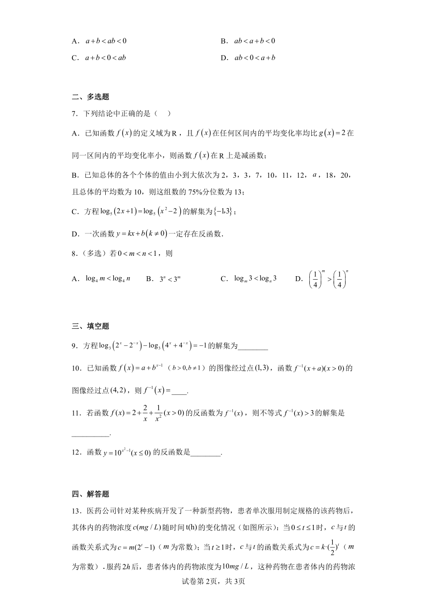 高中数学人教B版（2019）必修第二册节节通关练——4.3指数函数与对数函数的关系C（含解析）