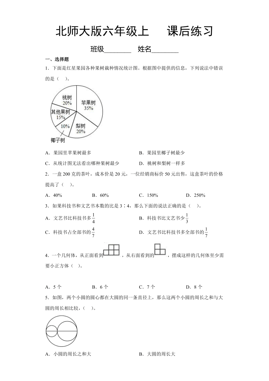 北师大版6年级数学上册总复习（含简单答案）