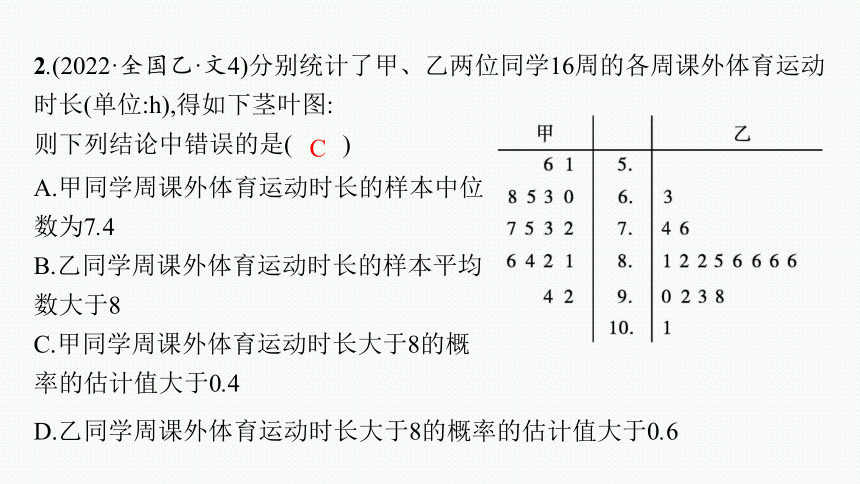 2023届高考二轮总复习课件（适用于老高考旧教材） 数学（文）专题四 概率与统计(共122张PPT)