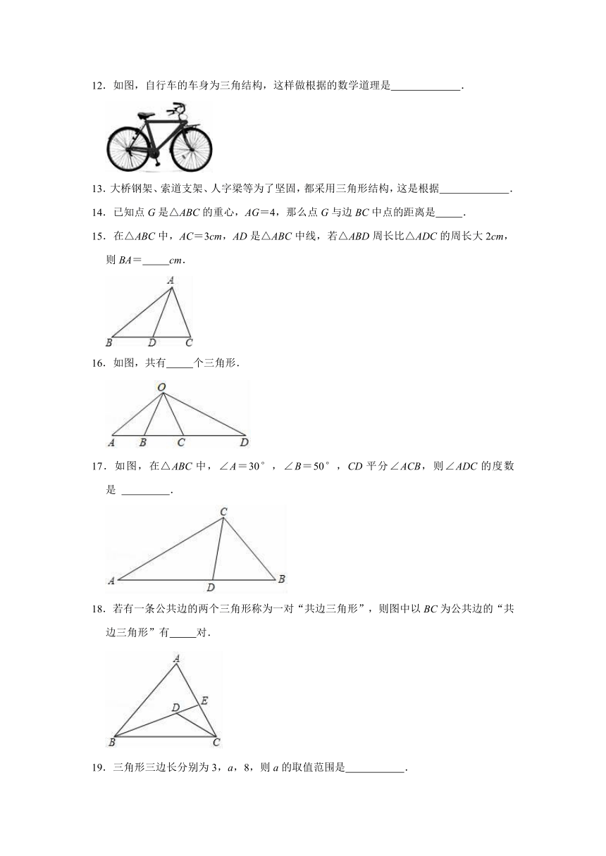 北京课改新版2021-2022学年八年级上册数学《第12章 三角形》单元测试卷（word版含解析）