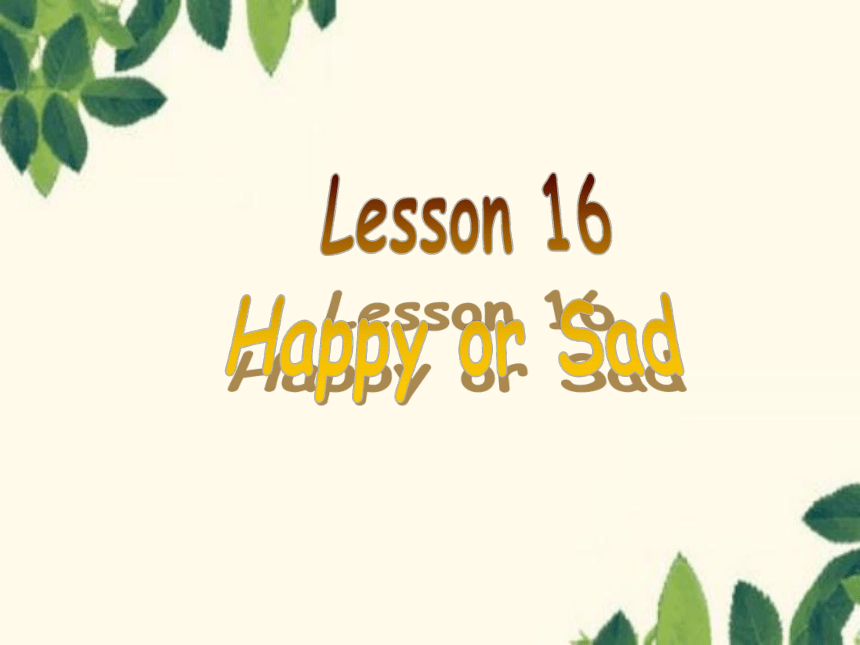 冀教版英语七年级上Unit 3 Body Parts and Feelings Lesson 16  Happy or Sad课件（12张PPT无素材）