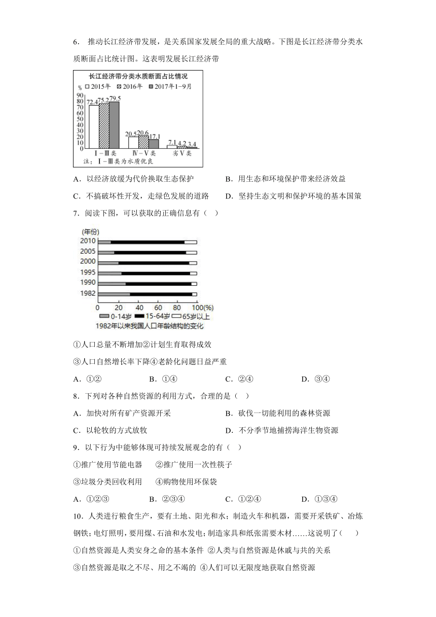 6.2 日益严峻的资源问题 同步练习（含解析）浙江省人教版人文地理七年级下册