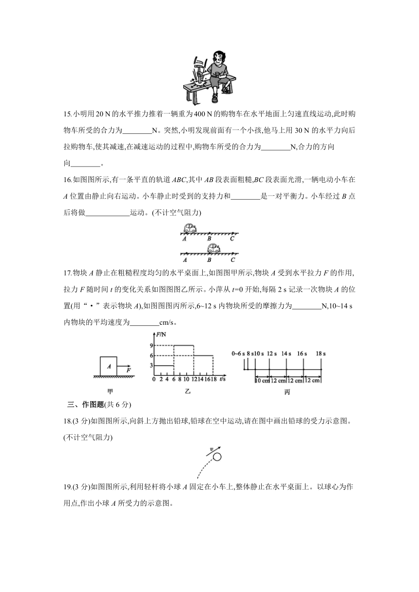 北师大版物理八年级下册课课练：第七章 运动和力  单元综合测试（含答案）