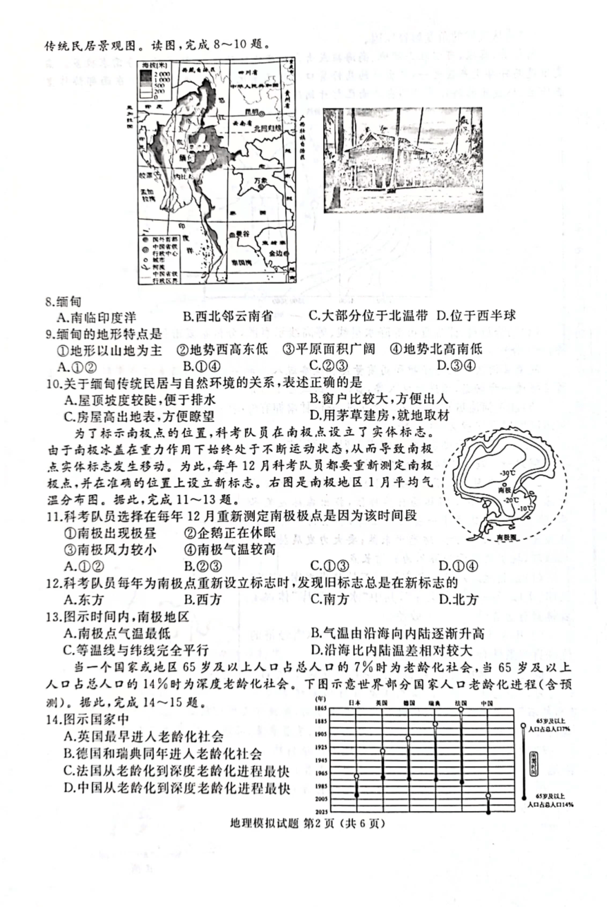 2024年山东省枣庄市滕州市中考模拟考试地理试卷（PDF无答案）