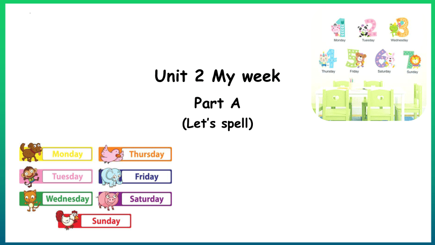 Unit 2 My week part A let's spell课件 （13张PPT)