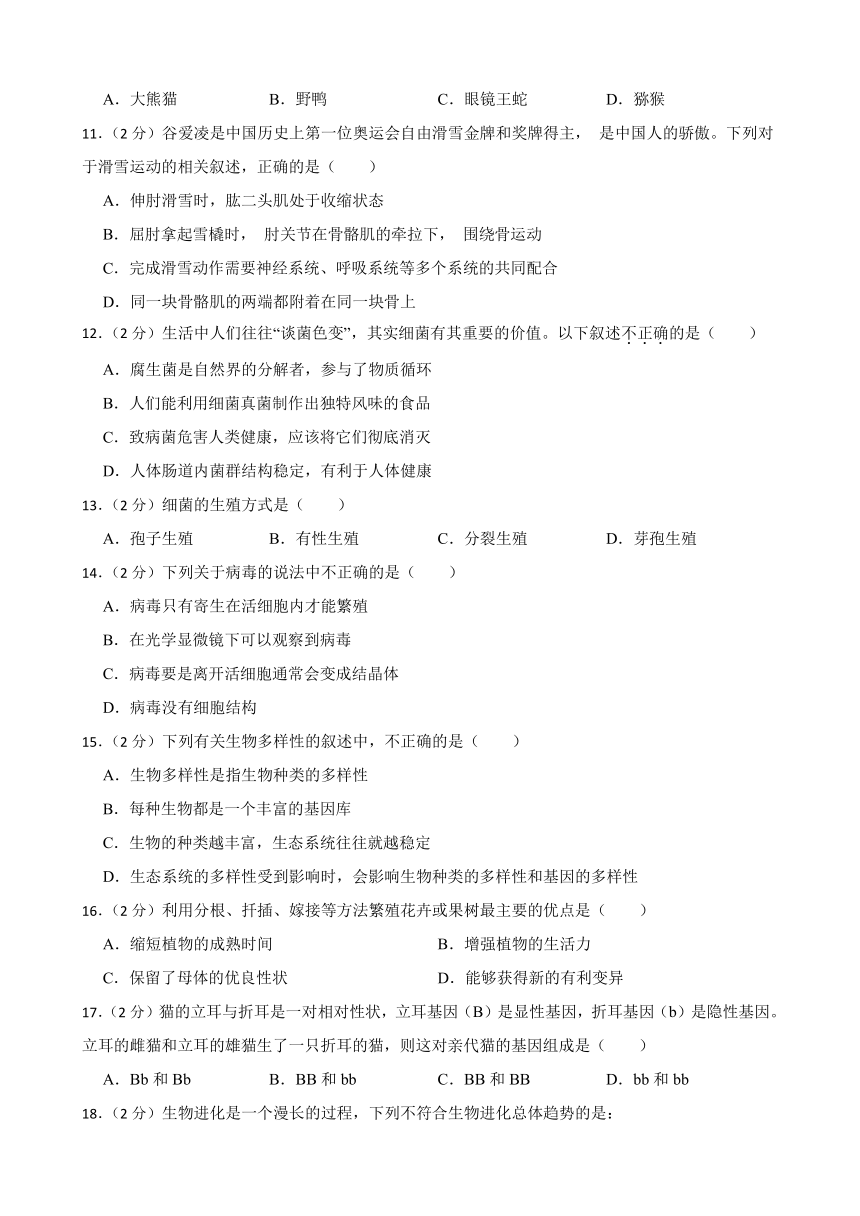 2024年甘肃省武威第七中学教研联片中考模拟一模生物试题（含答案）