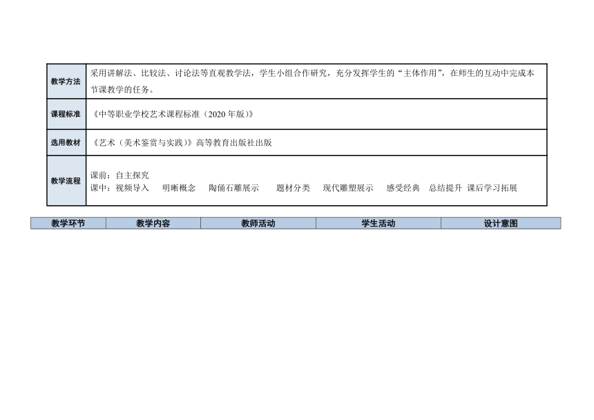 第三章第一节中国雕塑艺术 教案