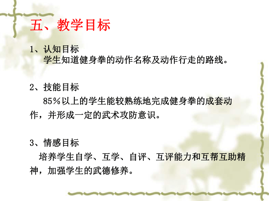 人教版七年级体育 8武术 健身拳 说课 课件(20ppt)