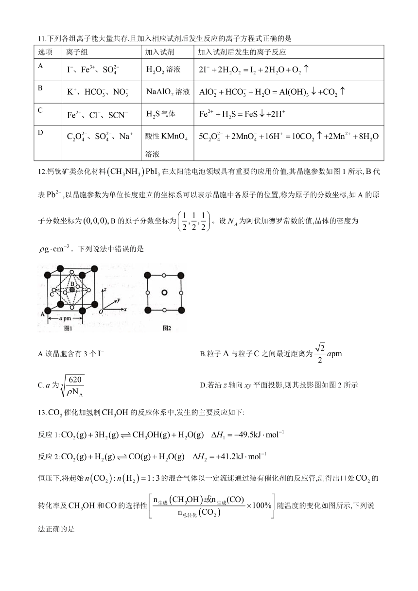 2024届广西“贵百河”高三下学期4月质量调研联考化学试题（含解析）