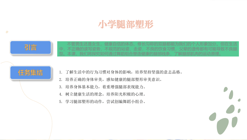 二年级舞蹈美育 小学腿部塑形 课件 (共15张PPT)