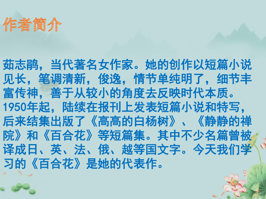 2022-2023学年高中语文统编版（2019）必修上册课件：第一单元  3.1百合花(共18张PPT)