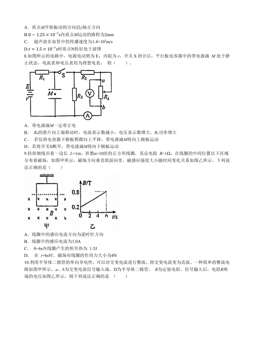 福建省福清市港头中学2022-2023学年高二下学期期末考试物理试题(无答案)